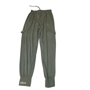 EUC LA + Image super soft, olive green, drawstring cargo joggers pockets, sz SM